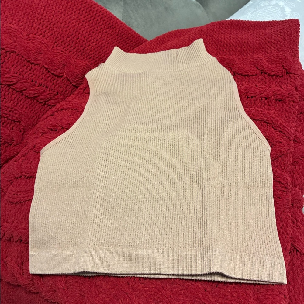 Sleeveless Beige Knit Top